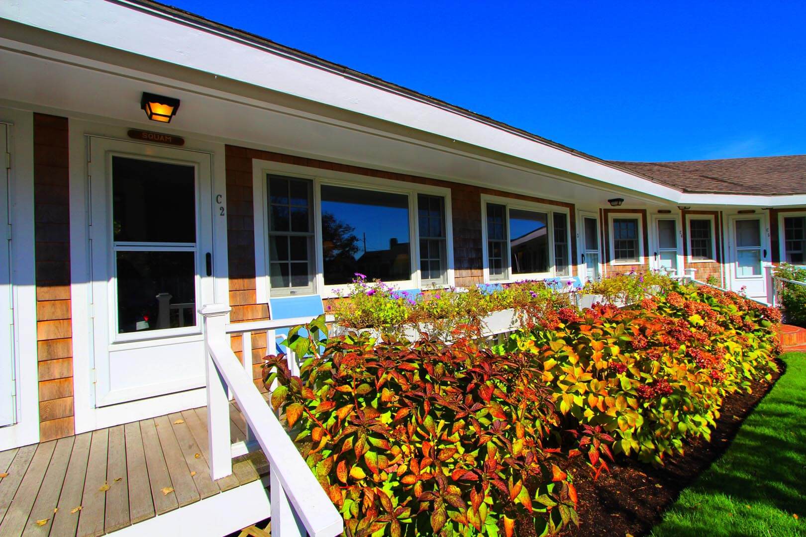 A beautiful view of the units at VRI's Brant Point Courtyard in Massachusetts.